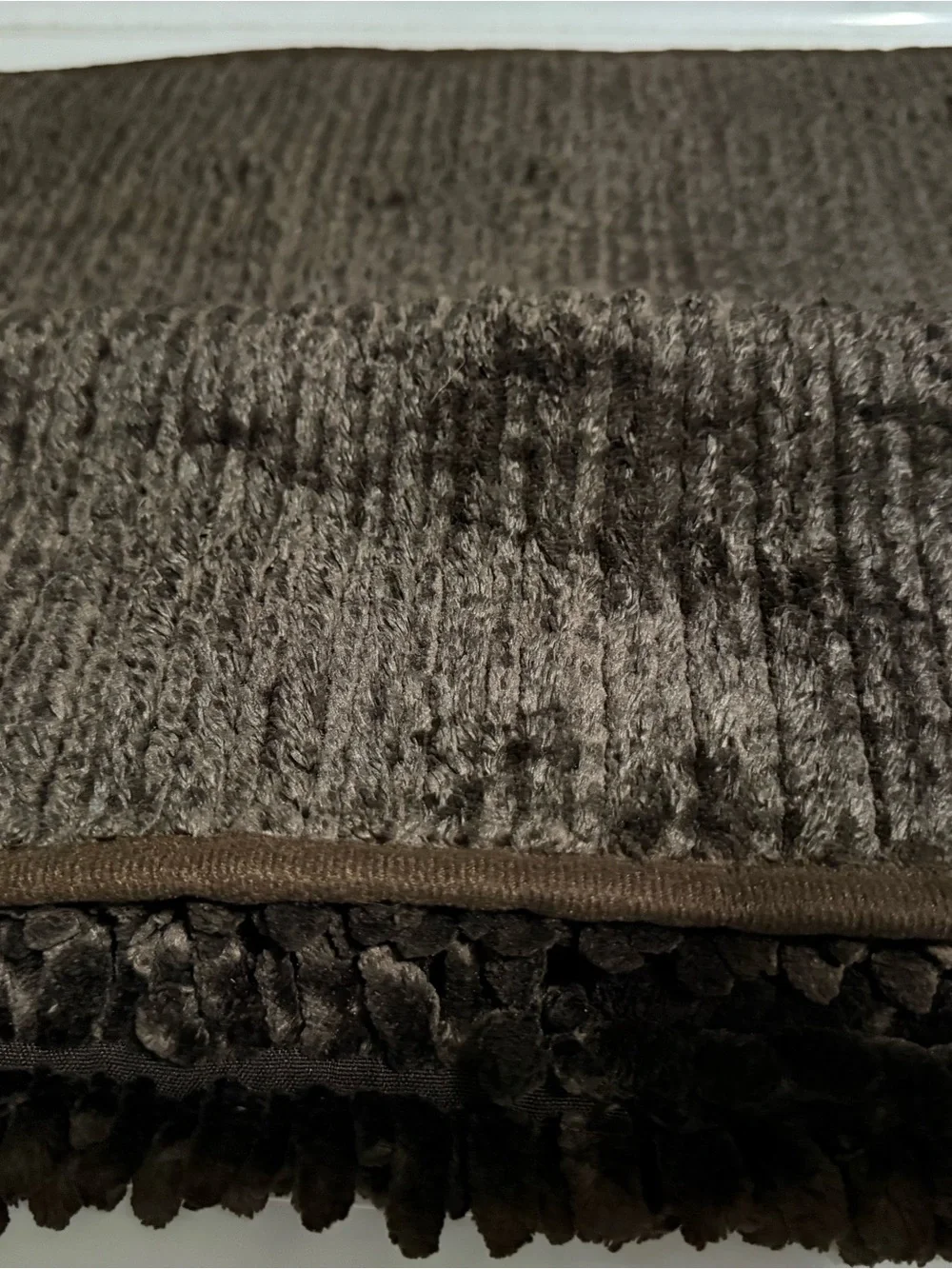 Set of TWO Plush Chenille Bath Mat in Dark Chocolate Brown